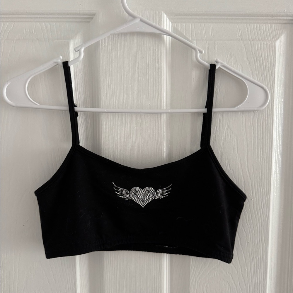 NEW edikted black diamond heart crop tank